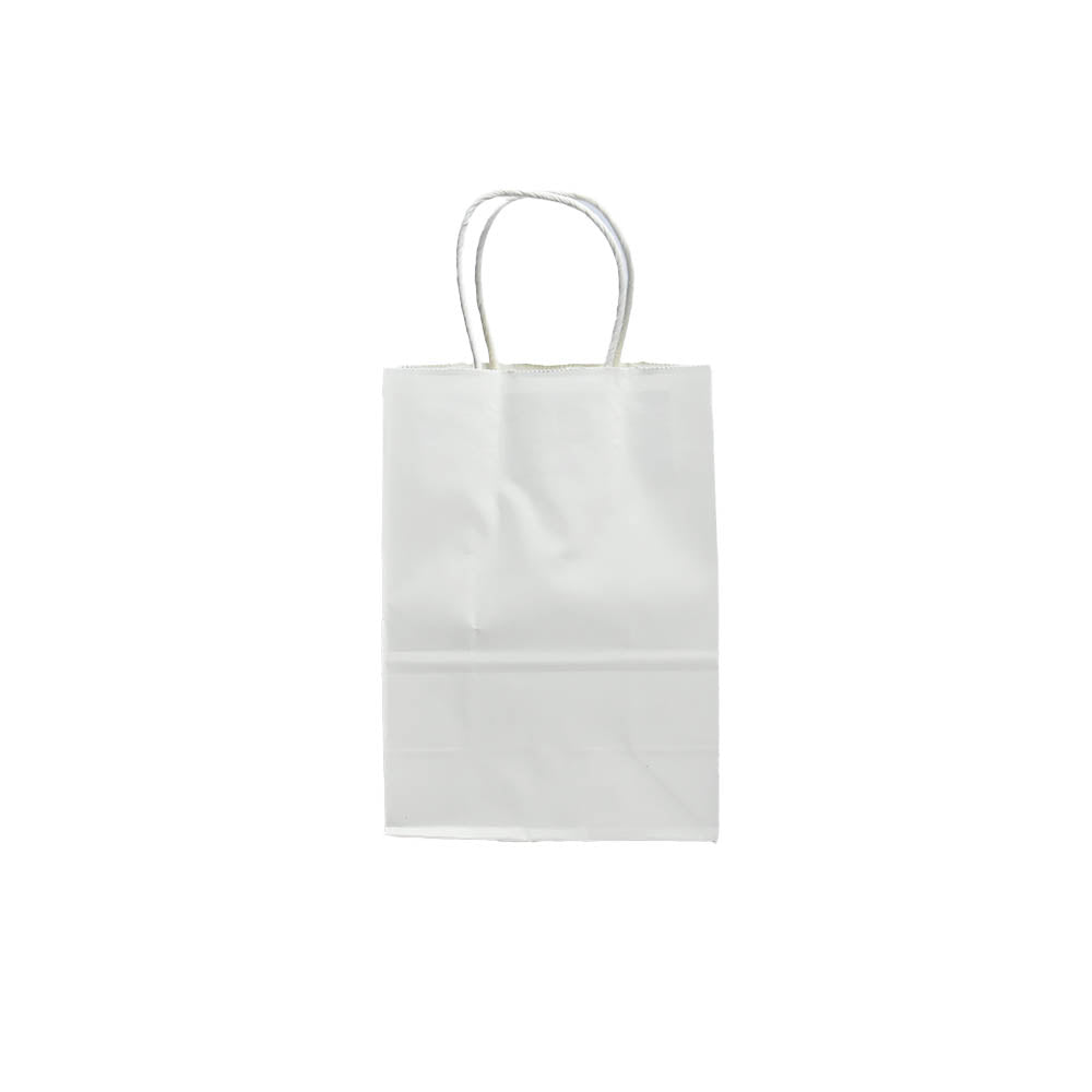 12 Bolsas Colores Kraft 16x21x8cm Boutique Cumpleaños con Asa Color: Blanco