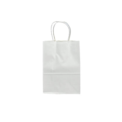 12 Bolsas Colores Kraft 16x21x8cm Boutique Cumpleaños con Asa Color: Blanco