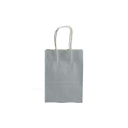 12 Bolsas Colores Kraft 16x21x8cm Boutique Cumpleaños con Asa Color: Gris