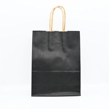 12 Bolsas Colores Kraft 16x21x8cm Boutique Cumpleaños con Asa Color: Negro