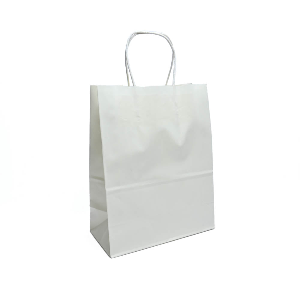 12 Bolsas Colores Kraft 21x27x11 cm Boutique Cumpleaños Color: Blanco