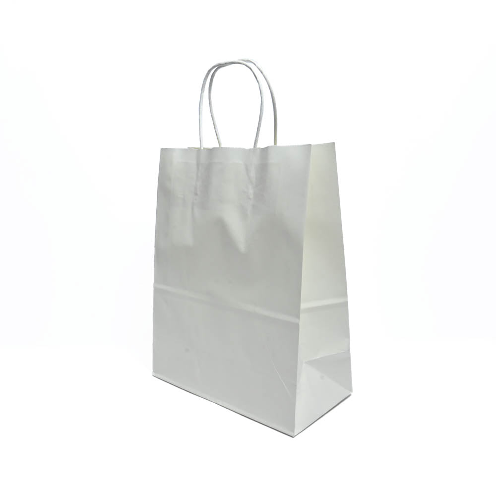 12 Bolsas Colores Kraft 21x27x11 cm Boutique Cumpleaños Color: Blanco