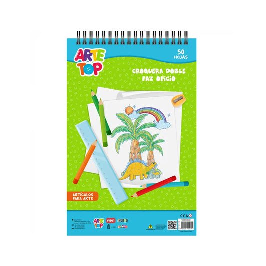 Croquera Espiral Doble Faz Oficio 50 Hjs Arte Top