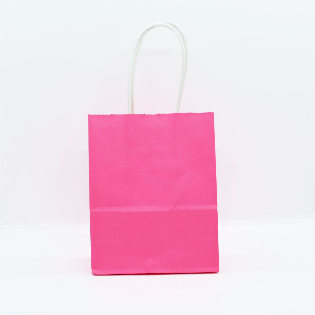 12 Bolsas Colores Kraft 13x21x8cm Boutique Cumpleaños con Asa Color: Rosa Chicle