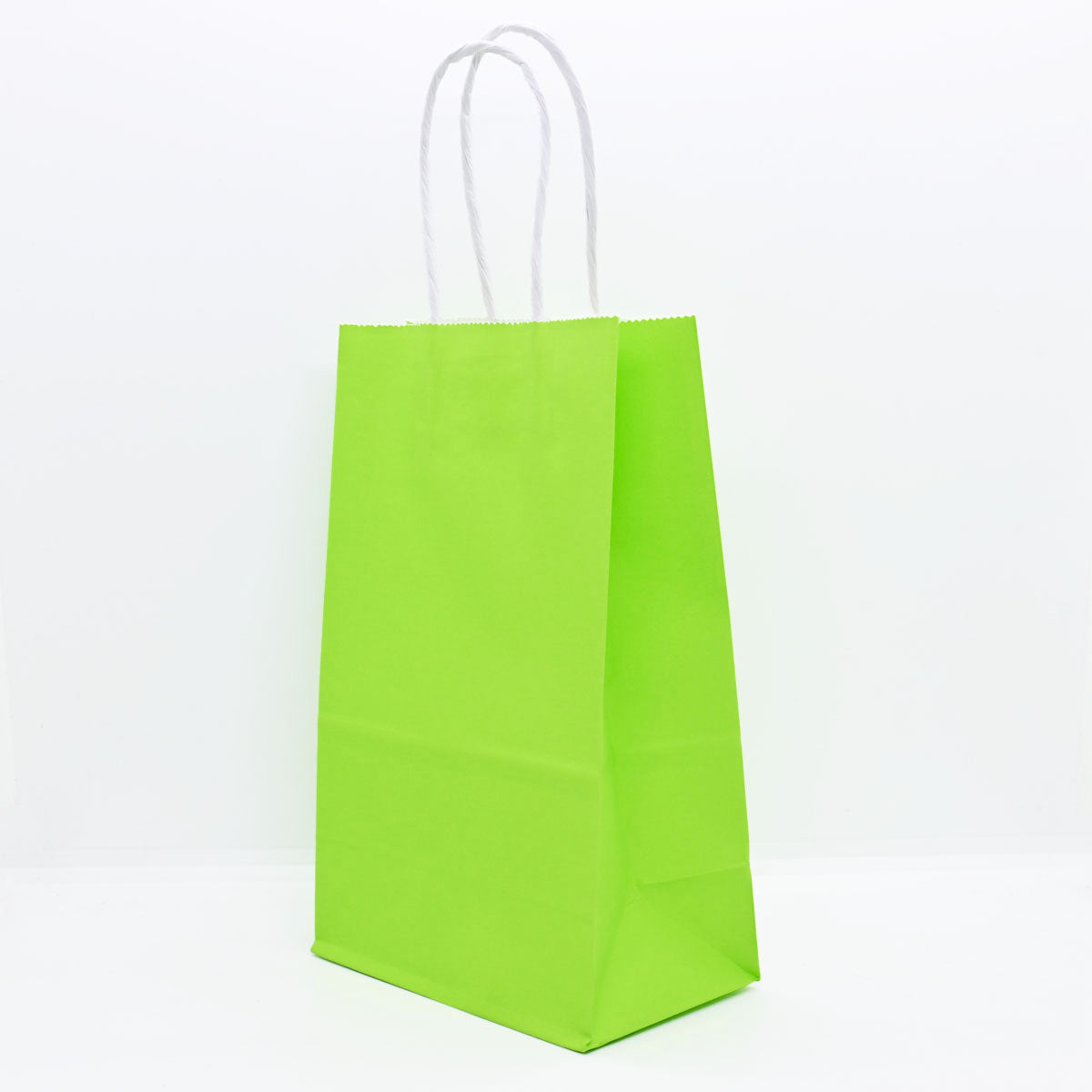 12 Bolsas Colores Kraft 13x21x8cm Boutique Cumpleaños con Asa Color: Verde