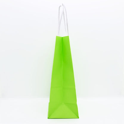 12 Bolsas Colores Kraft 13x21x8cm Boutique Cumpleaños con Asa Color: Verde