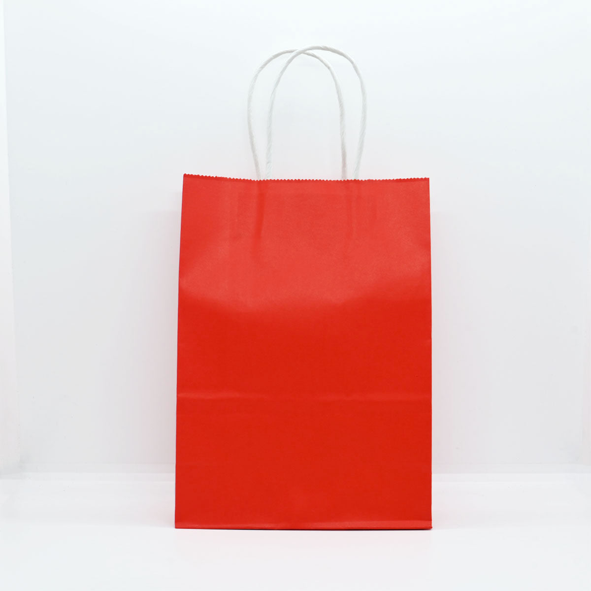 12 Bolsas Colores Kraft 16x21x8cm Boutique Cumpleaños con Asa Color: Rojo