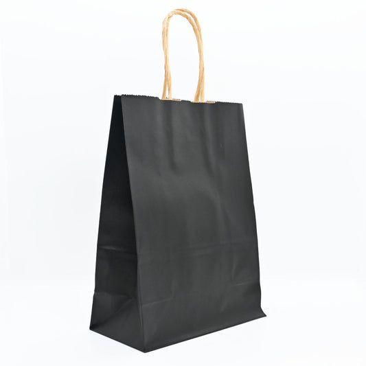 12 Bolsas Colores Kraft 13x21x8cm Boutique Cumpleaños con Asa Color: Negro