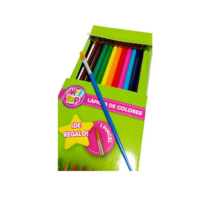 Lápices 12 Colores Acuarelables Arte top + Pincel