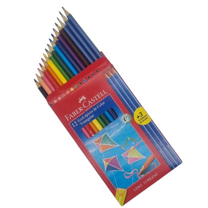 Lápices Colores Faber-Castell Ecolápices Triangular 12+3 Grafitos
