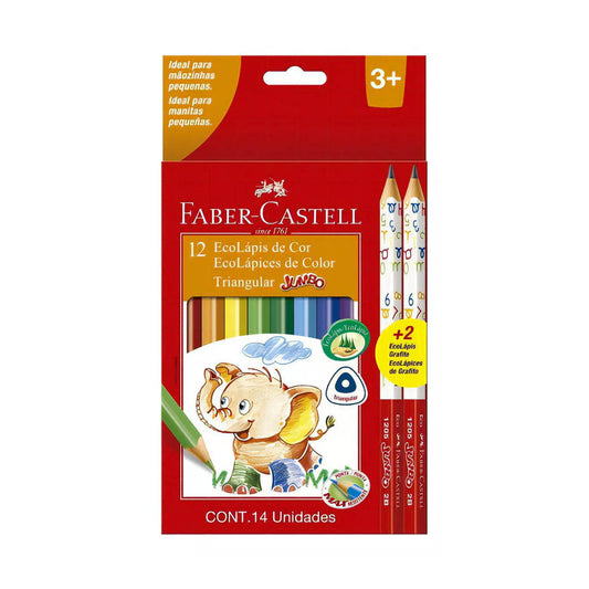 Lápices De Colores Eco Jumbo x12 + 2 Grafitos Faber Castell