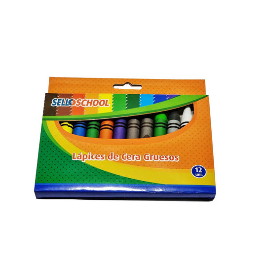 Lápices de Cera Selloschool 12 Colores Gruesos