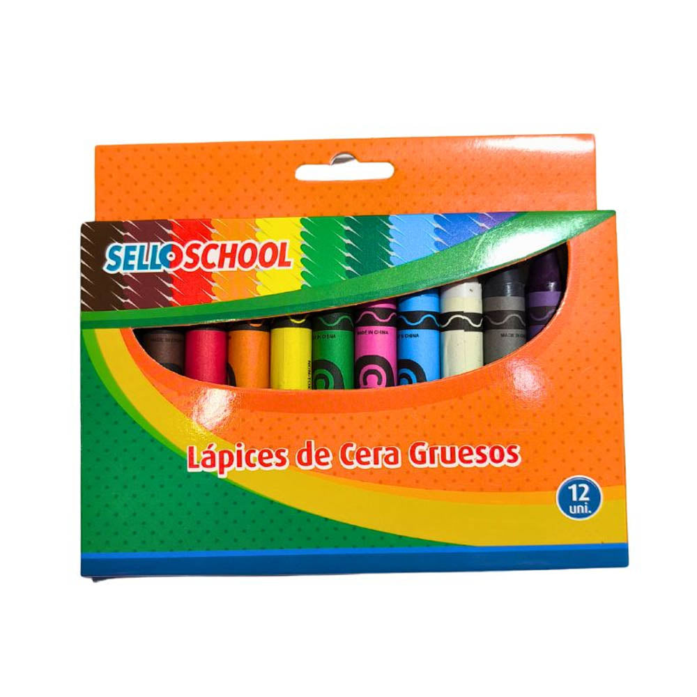 Lápices de Cera Selloschool 12 Colores Gruesos