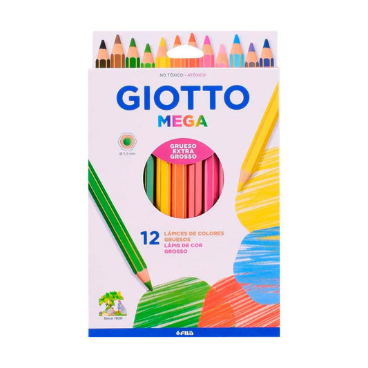 Lápiz Giotto Mega Hexagonal x 12 Colores