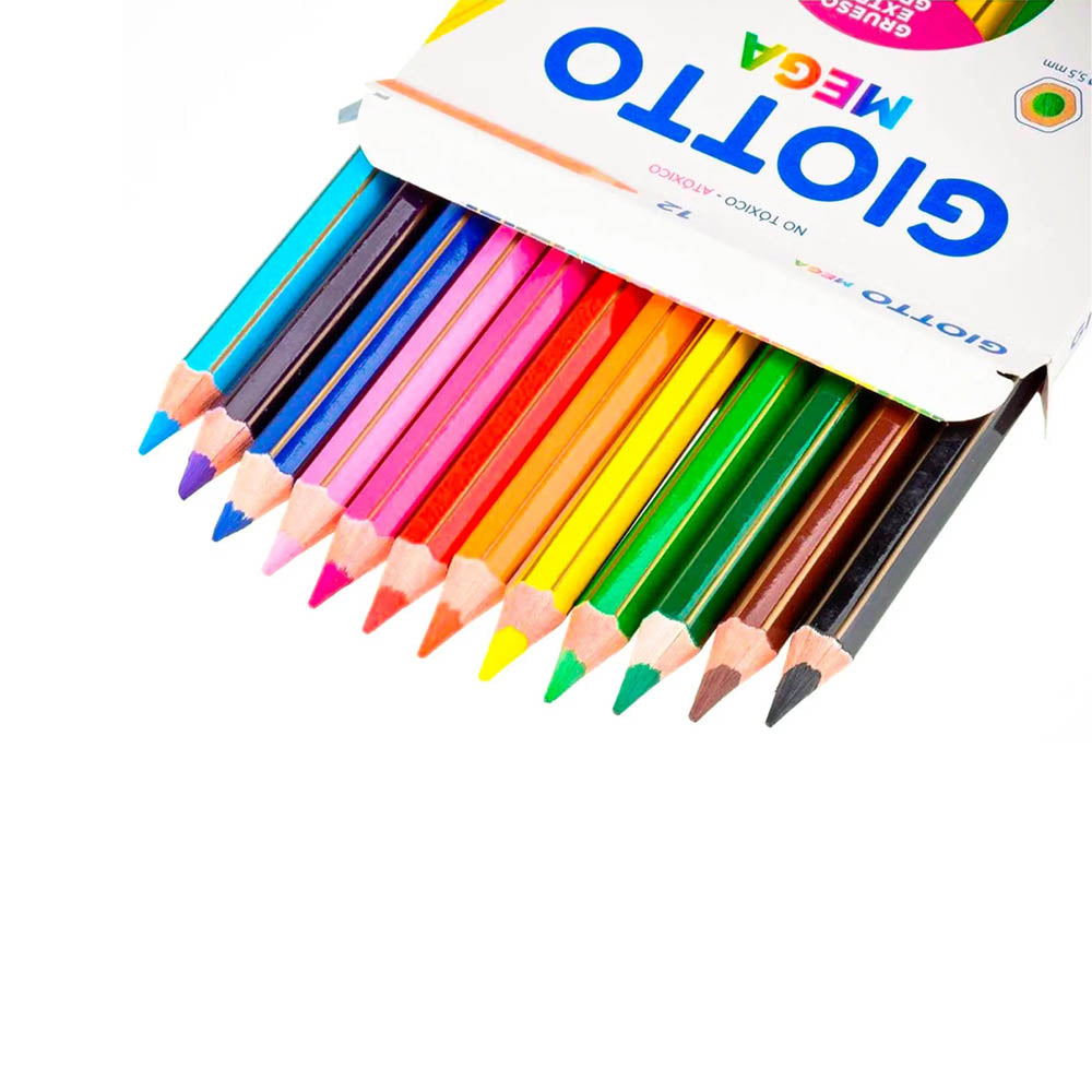 Lápiz Giotto Mega Hexagonal x 12 Colores