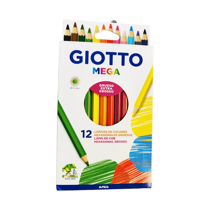 Lápiz Giotto Mega Hexagonal x 12 Colores