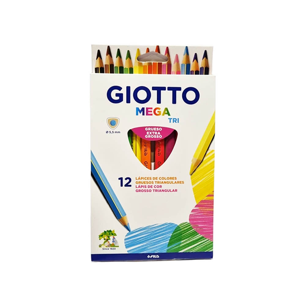 Lápices Giotto Mega Tri Triangular x 12 Colores