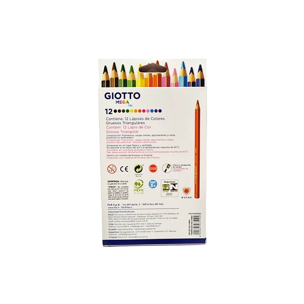 Lápices Giotto Mega Tri Triangular x 12 Colores